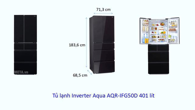 Kích thước tủ lạnh Side by side aqua 401 lít