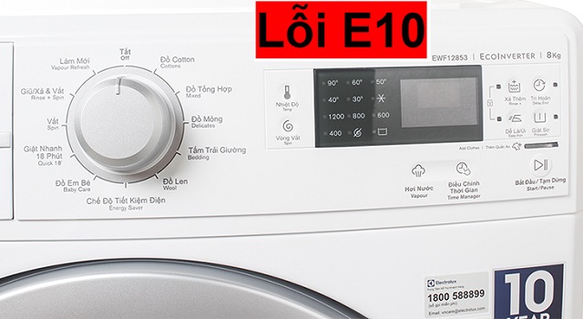 Một ví dụ về mã lỗi máy giặt điển hình