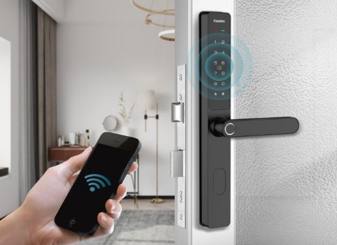 Khóa điện tử Kaadas S10-5W dáng thon dài tương thích đố hẹp cửa nhôm Xingfa