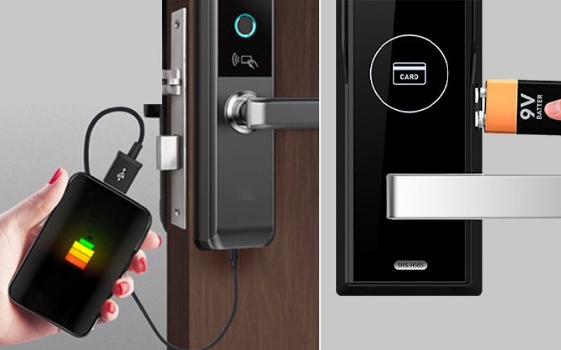 Cổng sạc dự phòng cứu hộ khẩn cấp dưới đáy mặt ngoài khóa điện tử khi bị lỗi sập nguồn.