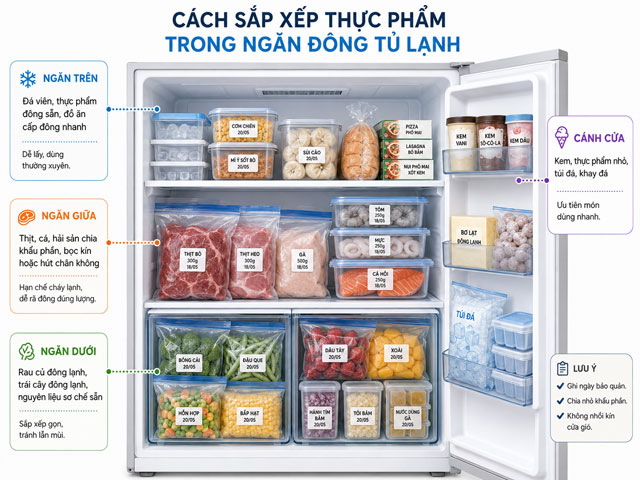 Những thực phẩm nên được bảo quản trong ngăn đông tủ lạnh