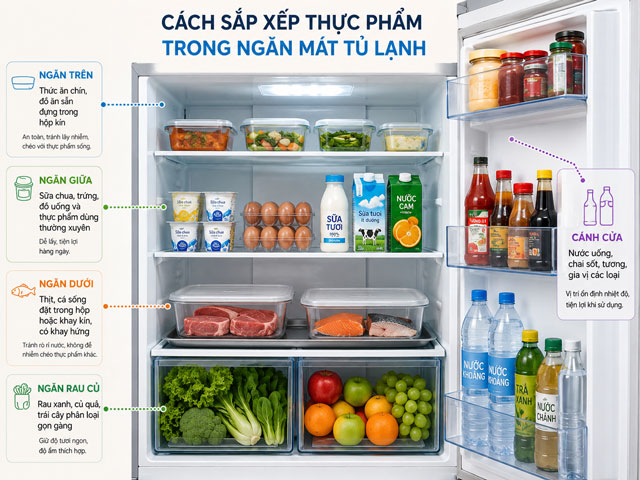 Cách bảo quản thực phẩm trong ngăn mát tủ lạnh