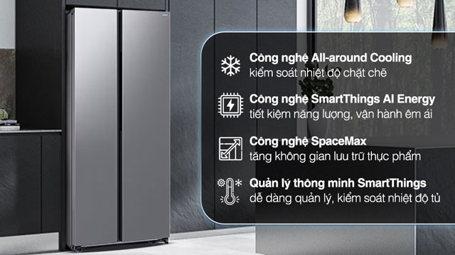 Các công nghệ hiện đại được tích hợp lên tủ lạnh Side by Side Samsung