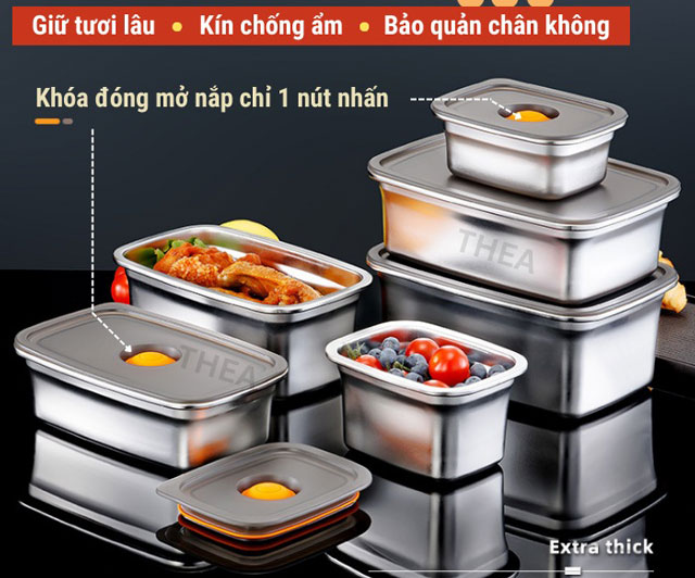 Sử dụng hộp inox 304 để bảo quản thực phẩm trong ngăn đông tủ lạnh